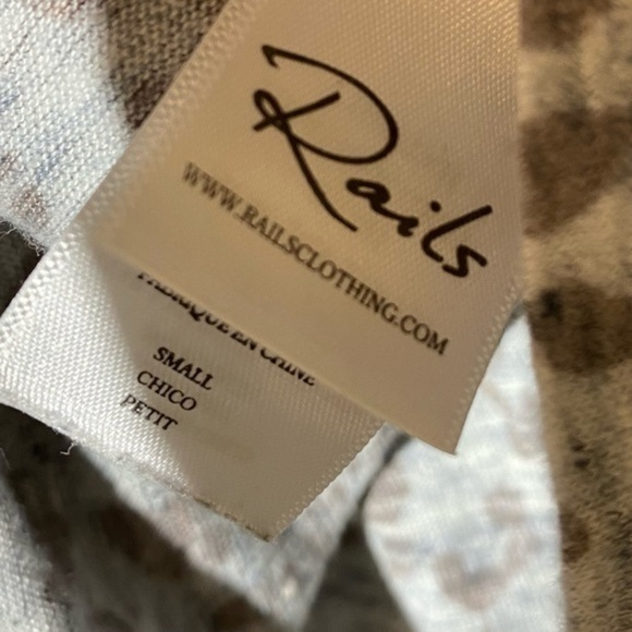 Rails Sami V-Neck Linen Cotton Blend Cheetah Print Tee S - Picture 4 of 5